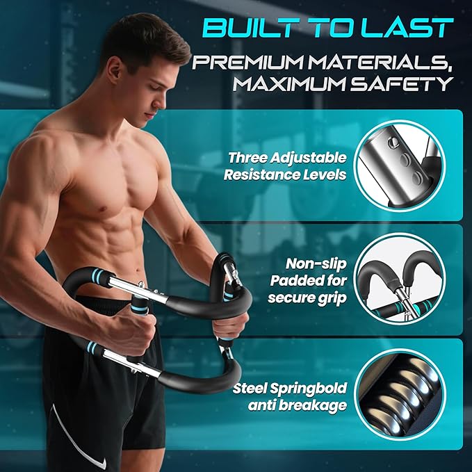 Twister Arm Trainer, Adjustable Twister Arm & Chest Exercise Equipment for Men & Women with 3 Resistance Levels (40-100lb), Detachable Power Twister, Home Gym Workout Trainer, Anti Slip Handle & A Bag