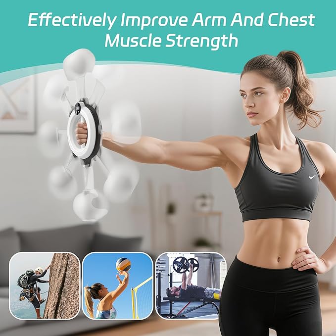 360° Hand-Crank Arm Workout for Men & Women - Adjustable Forearm & Chest Trainer with LED Counter, Non-Slip Handle, Portable Silent Home Fitness Equipment