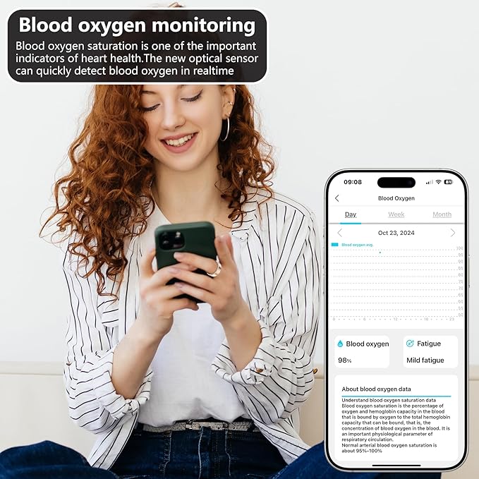 Thin Smart Ring for Fitness & Health Tracking -Heart Rate/Blood Oxygen Monitor, 5ATM Waterproof, Sleep Analysis, Pedometer -No APP Subscription Compatible with Smartphone (Rose Gold, 8)