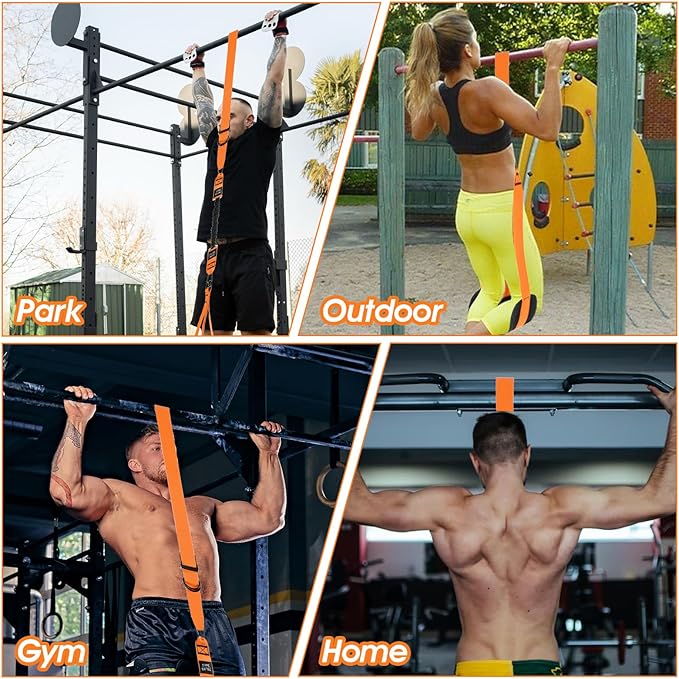 Pull Up Assistance Bands 75-225LBS Heavy-Duty Adjustable Resistance Band with Dual Feet Support Pedals Strength Training Workout Equipment for Beginners Chin Up Home Fitness Body Stretching
