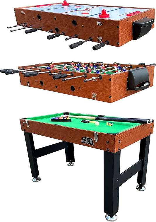 KICK Trio 48″ 3-in-1 Multi Game Table - Combo Game Table Set - Billiards, Air-Hockey, and Foosball for Home, Game Room, Friends and Family!
