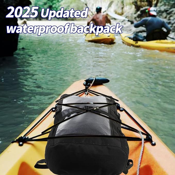 Dry Bag Backpack,25L Dry bags waterproof Kayaking, Waterproof bag with Waist Pouch and Phone Case,Waterproof Backpack Marine dry bag for Kayaking, Beach, Rafting, Boating (Black)