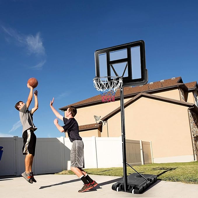 Giantex Portable Basketball Hoop Outdoor, 4.25-10ft Height Adjustable Basketball Goal System w/ 43.5" Shatterproof Backboard, Fillable Base, Indoor Basketball Hoop for Kids/Adults/Backyard/Driveway