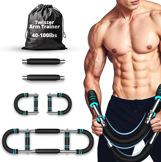 Twister Arm Trainer, Adjustable Twister Arm & Chest Exercise Equipment for Men & Women with 3 Resistance Levels (40-100lb), Detachable Power Twister, Home Gym Workout Trainer, Anti Slip Handle & A Bag
