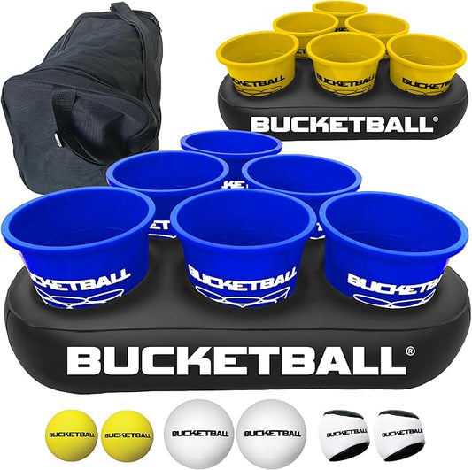 BucketBall | Team Color Edition | Party Pack (Navy Blue/Yellow): Original Yard Pong Game: Best Camping, Beach, Lawn, Outdoor, Family, Adult, Tailgate, Jumbo, Giant Game