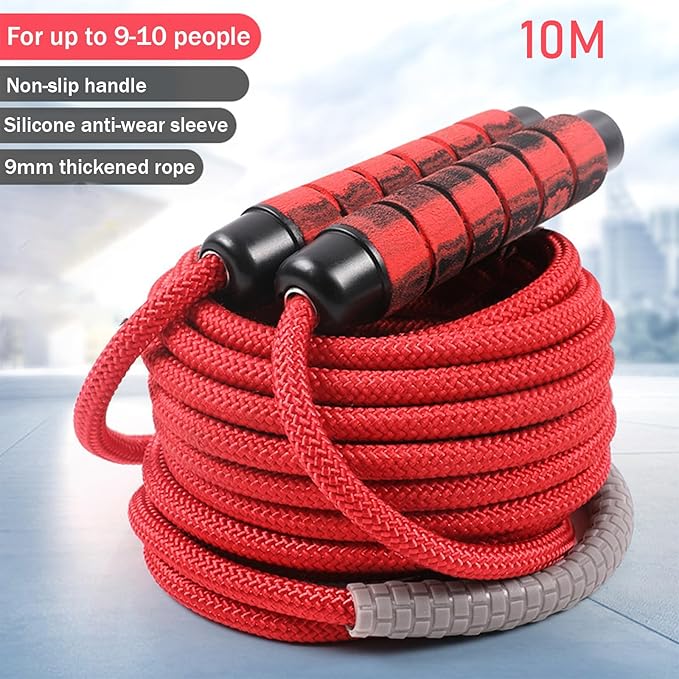 30 FT Long Jump Rope for Kids Adults,Double Dutch Jump Rope,Adjustable Skipping Ropes with High-strength Nylon Braided Rope Core,360°Rotation Not Entangled,Long Enough for 6-10 Jumpers.