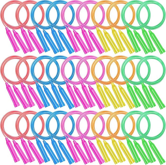 36 Pack Kids Jump Ropes, 7.3 Feet Colorful Adjustable Jump Ropes for Kids, Party Favors & Birthday Gifts, Indoor & Outdoor Activity