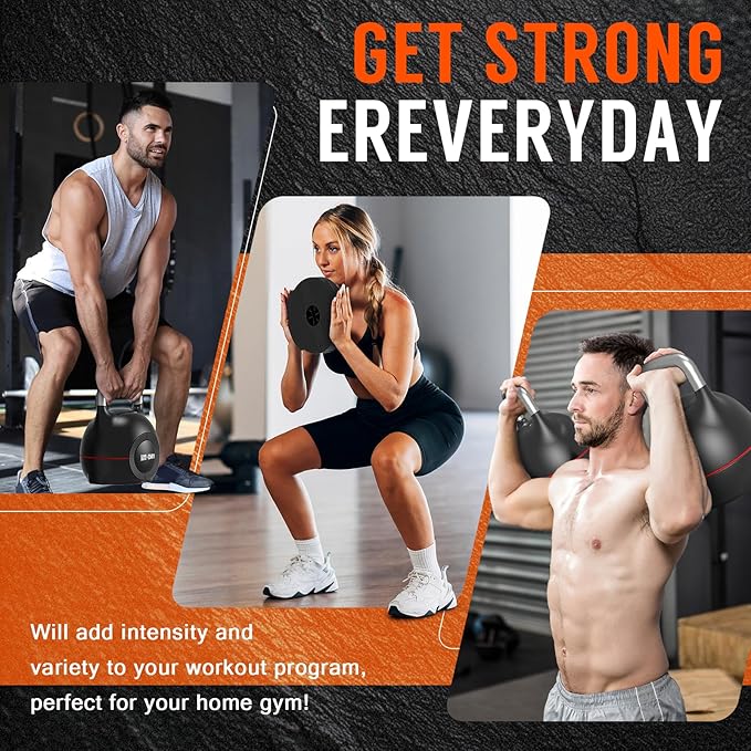 Adjustable Kettlebell Weight Set-Quickly Adjusts 7 Weights,Ergonomic kettlebell sets for Home Gym