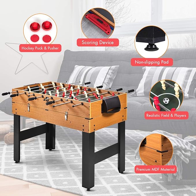 GYMAX 3 in 1 Multi Game Table, 49 Inch with Foosball Hockey & Billiards, Competition Sized Combo Game Table for Home, Game Room, Bar, Party, Club