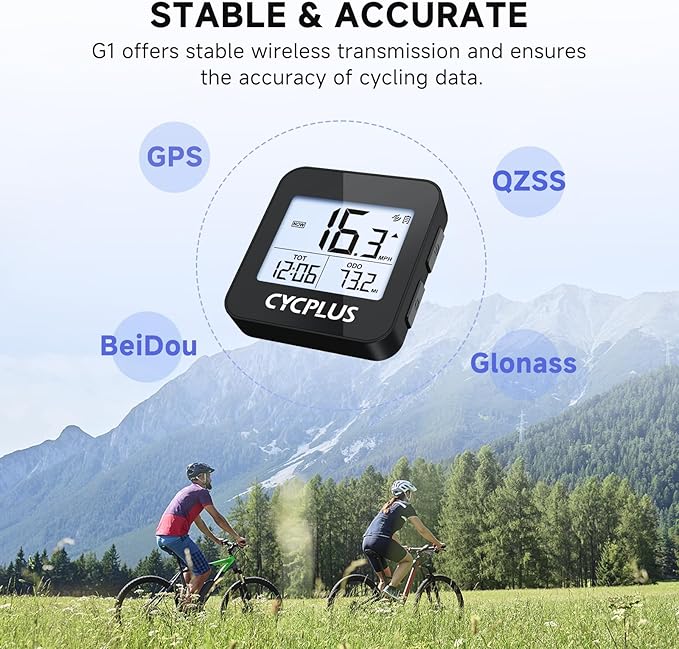 CYCPLUS GPS Bike Computer, Wireless Cycling Computer with Automatic Backlight, Bicycle Speedometer Odometer with Waterproof and Lager Battery, Provide Professional Data Analysis