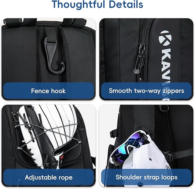 Baseball Bag for Youth and Adult, Softball Bag 50L Large Capacity Holds 4 Bats, Equipment Backpack with Shoes Compartment