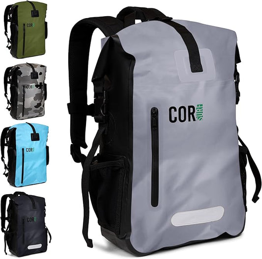 COR Surf Waterproof Heavy Duty Backpack And Dry Bag Pack For Swimming, Boating Or Kayaking, Roll-top Design With Sonically Welded Seams And Padded Laptop Sleeve (25L, 18 x 13 x 7 Inches)