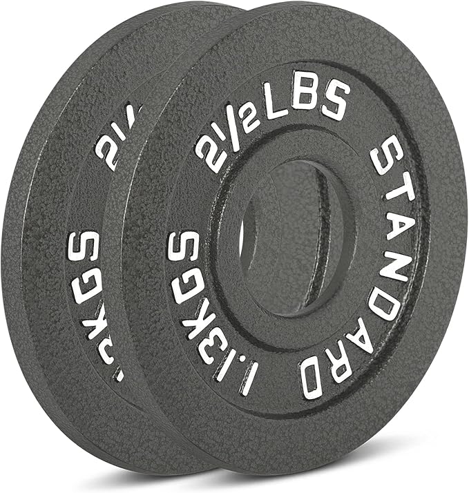 Cast Iron Olympic Weight Plates – Free Weights with 2-inch Hole & Anti-Rust Hammertone Finish - Ideal for Strength Training, Crossfit Equipment & Home Gym Set – Sold in Pairs - 2.5LB–45LB