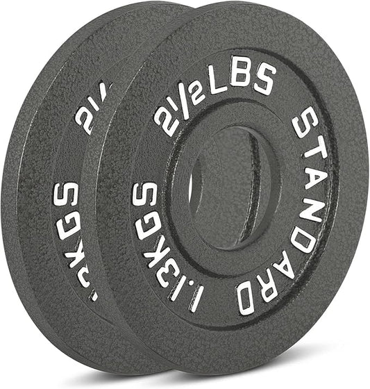 Cast Iron Olympic Weight Plates – Free Weights with 2-inch Hole & Anti-Rust Hammertone Finish - Ideal for Strength Training, Crossfit Equipment & Home Gym Set – Sold in Pairs - 2.5LB–45LB