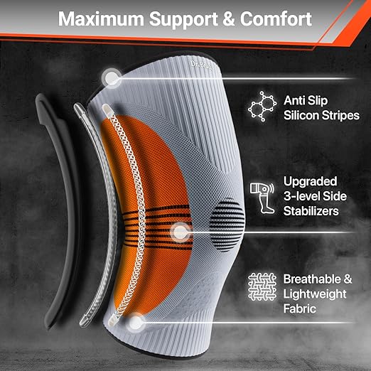 DR. BRACE ELITE Knee Brace with Size Stabilizer (2 Pack) Knee Brace for Women & Men, Workout, Sports, Daily Knee Compression Sleeve for Maximum Knee Pain Support & Fast Recovery (Venus, Large)