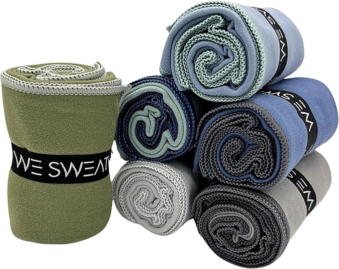 We Sweat’s (6 Pack) Microfiber Gym Towels, Silver ION Odor-Free Absorbent Fiber, Fast Drying Men & Women Workout Gear for Body Sweat, Towels, Sports Exercise Fitness Gear