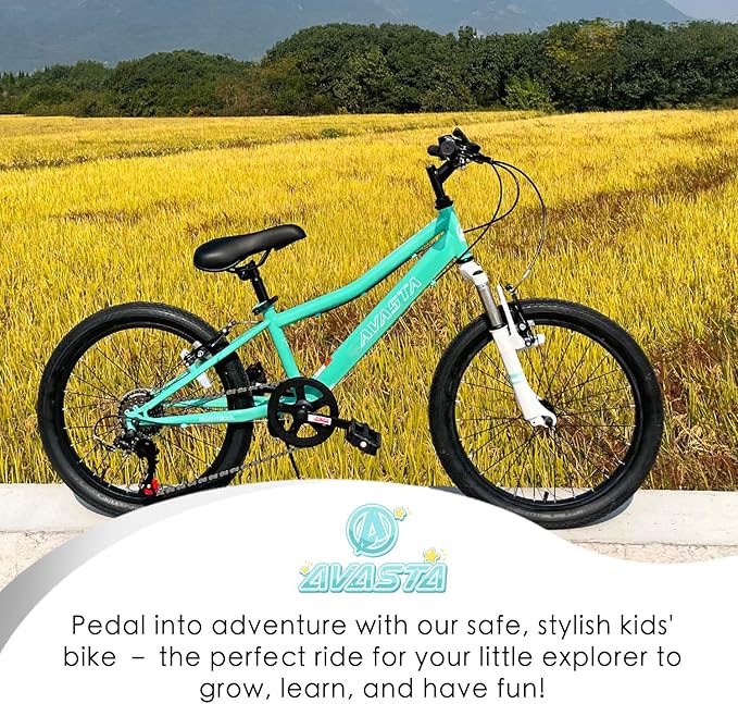 AVASTA Govet 20'' Kids Mountain Bike for 6-12 Years Old Boys Girls with Suspension Fork, 6 Speeds Drivetrain, Multiple Colors