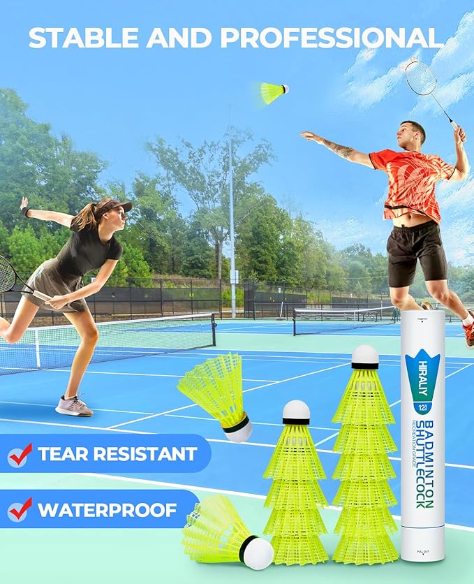 HIRALIY Badminton Birdies,Nylon Badminton Shuttlecocks with Stability Durability for Baseball Batting Practice Training,High Speed Birdie Balls for Backyards Indoor Outdoor Sports Activities