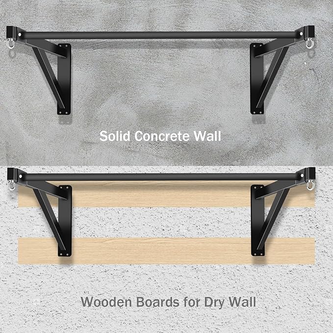 Wall Mounted Pull Up Bar, Heavy Duty Chin Up Bar - Upgrade 1110 lbs Weight Capacity, Multi-Grip Pull Ups, Strength Training Pull-Up Bars for Home Garage Gym Versatile Workouts