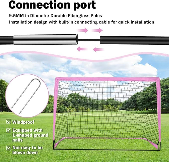 6x4 FT Kids Soccer Goals for Backyard - 2 Pack Soccer Nets, Portable Pop Up Goal Set with Training Mat, Cones, Target & Ball - Soccer Training Equipment Gift for Boys/Girls Ages 3-12