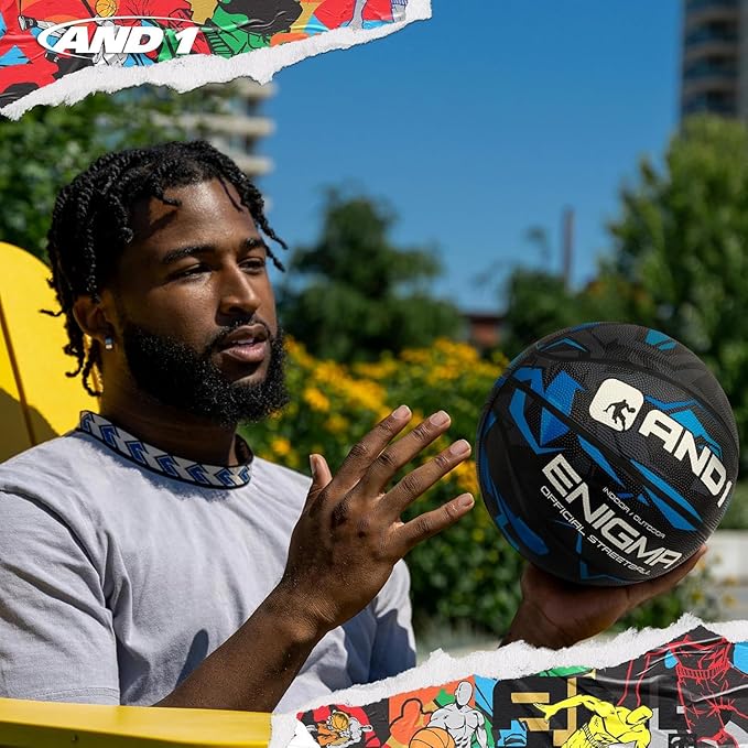 AND1 Enigma Basketball - Streetball for Indoor and Outdoor Use, Deep Channel Construction and Durability