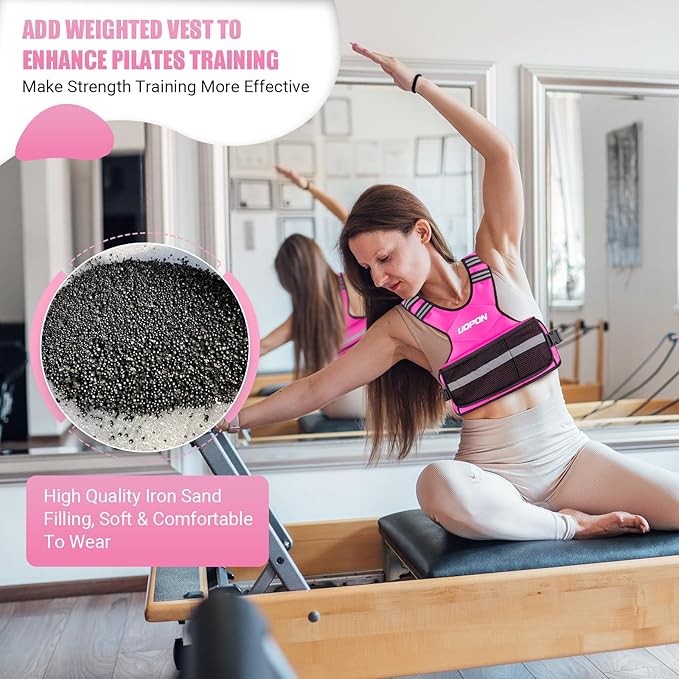 Adjustable Weighted Vest for Women, 6-12 Lbs Rucking Vest with 6 Ironsand Weights, Great Weighted Vest with Plus Pockets & Reflective Strips for Running, Walking, Workout and Strength Training