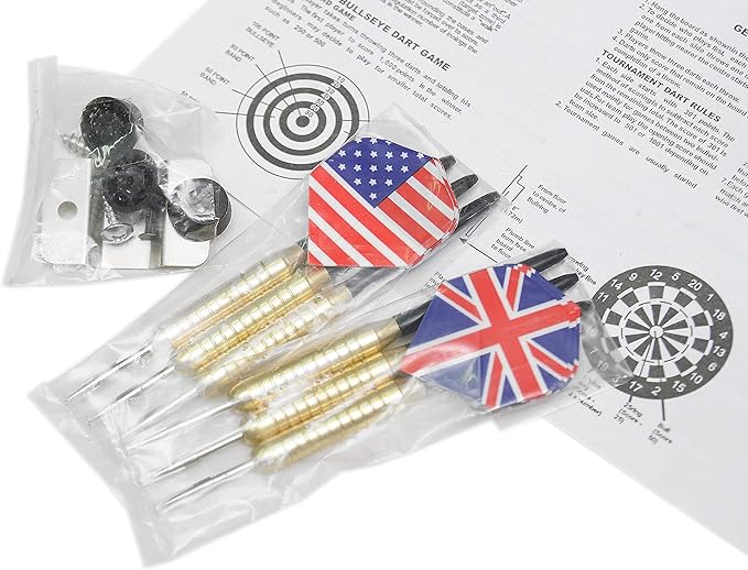 HAN'S DELTA Professional Regulation Dartboard Set, Staple-Free Bullseye, High Tensile Steel Spider Wire, Moveable Numbers Ring, Includes 6 Steel Tip Darts