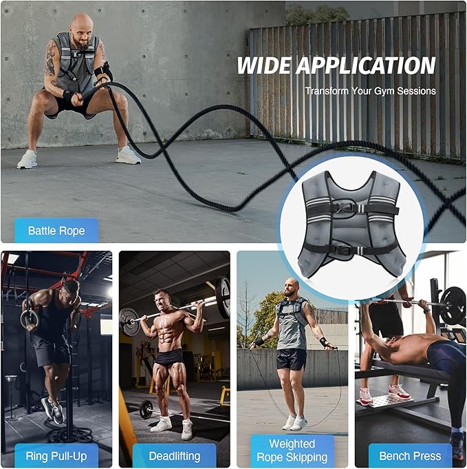 ZELUS Weighted Vest, 6lb/8lb/12lb/16lb/20lb/25lb/30lb Weight Vest with Reflective Stripe for Workout, Strength Training, Running, Fitness, Muscle Building, Weight Loss, Weightlifting