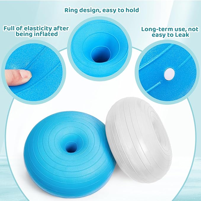 Lewtemi 6 Pcs Flexible Seating for Classroom Elementary 20 Inch Yoga Ball Chairs Large Inflatable Donut Exercise Ball Chair Stability Balance Trainer with Inflator for Kids Student(Elegant Color)