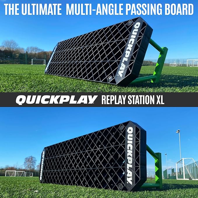 QUICKPLAY Replay Station Soccer Rebound Board - Portable Dual Surface Rebounder with Adjustable Angle - Soccer Training Equipment for Control, Passing Practice