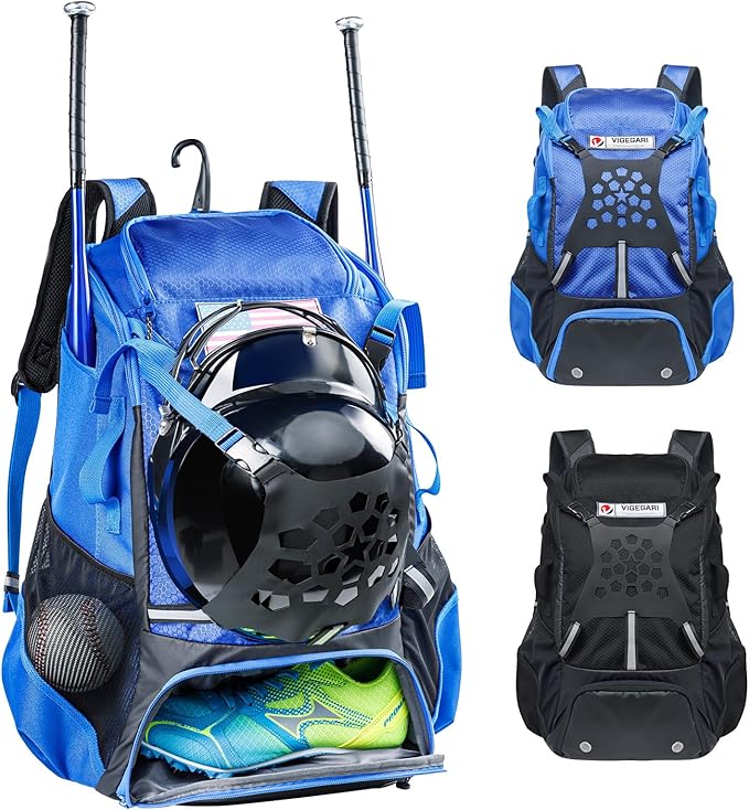 Baseball Backpack for Youth, Boys, Adults - Bat and Softball Equipment Bag With Glove Holder, Helmet, Shoes Compartment - T-Ball Accessories and Baseball Gifts