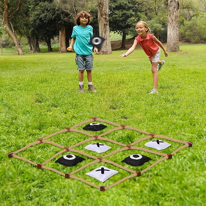 Giant Tic Tac Toe Outdoor Games, 4ft x 4ft Bean Bag Toss Outdoor for Kids, Giant Yard for Adults, Jumbo Large Wooden Tic Tac Toss, Backyard Lawn Camping Game