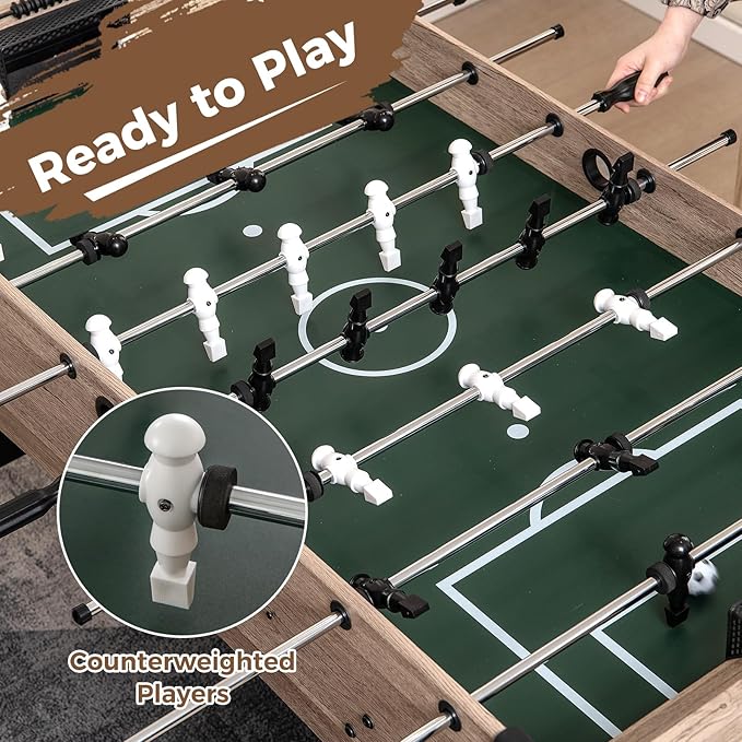 GYMAX Foosball Table, 54 Inch Full Size Soccer Table Game with 2 Balls, Foosball Table Adult Size for Home, Game Room, Office
