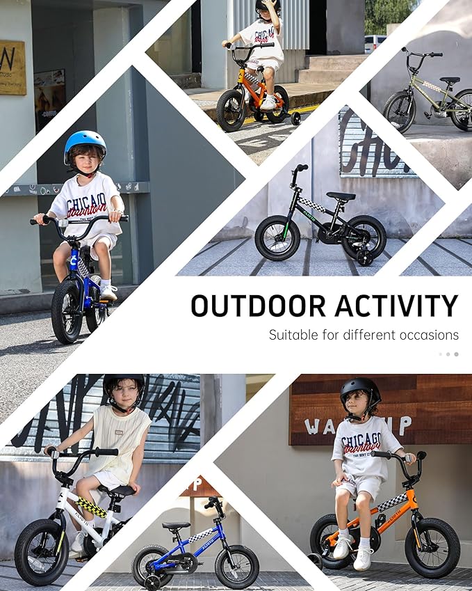 BMX Style Kids Bike for 2-8 Years Old Boys Girls Toddlers 12 14 16 Inches Bicycle with Training Wheels Coaster Brake, Multiple Color