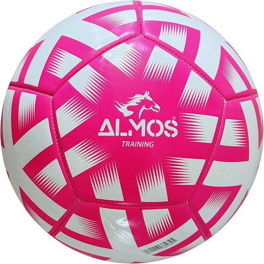 Almos Training Soccer Ball – for Club Match, Training, Match Performance, Indoor & Outdoor Soccer, Suitable for Grass & Astro | PVC Soccer Ball | Size 4 & Size 5 for Adult Soccer Players, Pink |