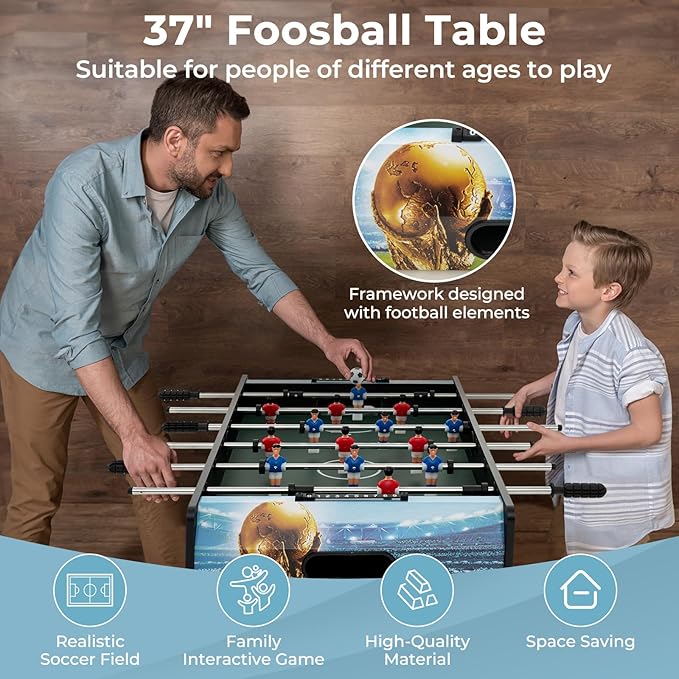 Giantex Foosball Table, 37" Foosball Table Adult Size, with 2 Balls, Score Keeper, Removable Legs, Tabletop Foosball Game, Soccer Table Game for Kids, Teens, Game Room, Parties, Family Night