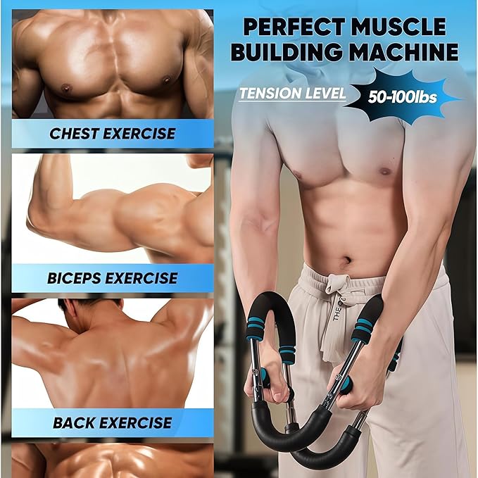 Twister Arm Trainer， Arm Shoulder Chest Workout Equipment 20-100LB Adjustable Strength Trainer Chest Trainer for Men and Women Portable Detachable Home Fitness Equipment