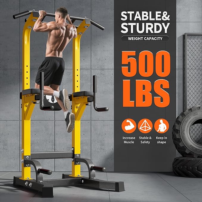 SogesHome Adjustable Pull Up Bar & Dip Station, Heavy Duty 500LB Capacity Multifunctional Home Gym Fitness Equipment for Strength Training, Push Up Stand for Arm, Back, Core & Full Body Workout