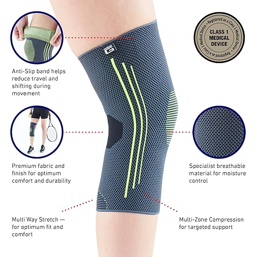 Neo-G Knee Compression Sleeve for Sports - Breathable, Lightweight, Elastic Knee Sleeve for running, Compression Knee Sleeve for knee pain, Meniscus Tear, Sprains, Strains, Injury Recovery - S