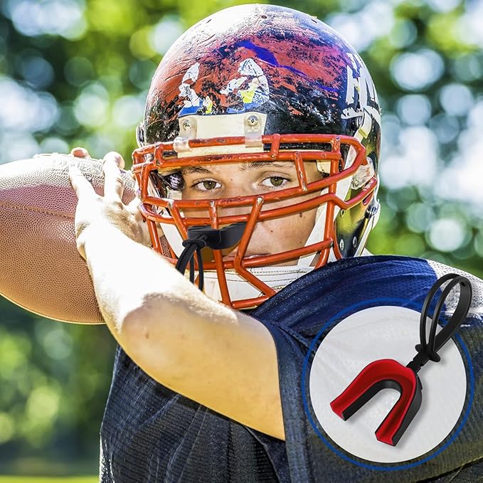 Dunzy 10 Pcs Strapped Mouth Guard Sports Mouthguard with Strap No Boiling Mouthguard Adult Youth Football Mouthpiece Mouth Protector for Boxing Basketball Lacrosse