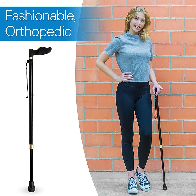 RMS Orthopedic Walking Cane - Offset Cane to Fit Individual's Palm Naturally - Ideal for Anyone with Arthritis or Carpal Tunnel Syndrome (Choose Left Hand or Right Hand)