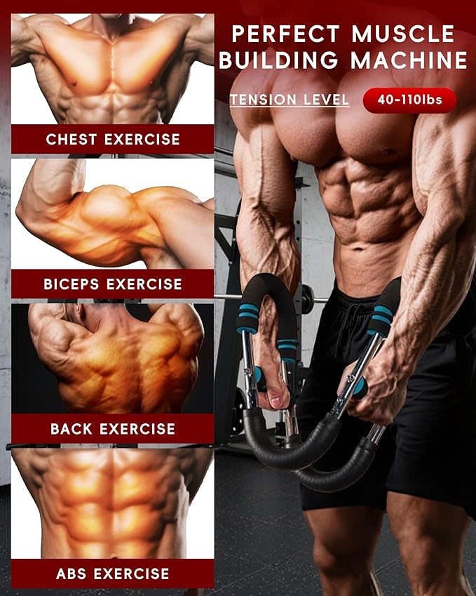 Twister Arm Trainer, 66-170lb Adjustable Chest Workout Equipment Power Twist Arm Trainer, Forearm Strengthener, Portable Spring Resistance for Home Fitness