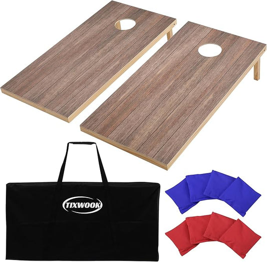 4 x 2 ft Solid Wood Cornhole Board Set with 8 Bean Bags and Carrying Bag, Premium Toss Game for Kids and Adults