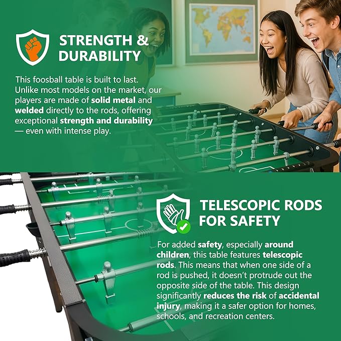 Outdoor Foosball Table Adult Size - Game Tables for Adults with Balls & Players - Soccer Table Game for Indoor Use - Weatherproof Perfect for Tournaments