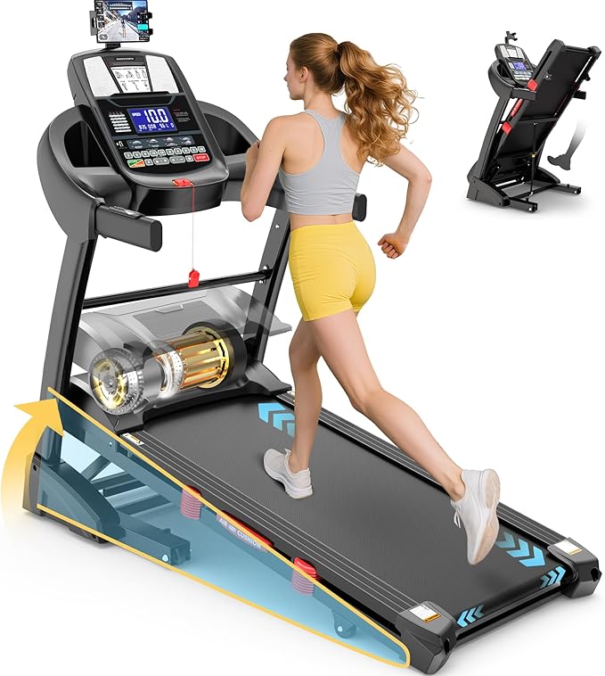 5.0 HP Folding Treadmills for Home with 15% Incline, 400 lbs Capacity Treadmills for Exercising, 0.6-10MPH, APP Control,Shock Absorption, Safe & Quiet