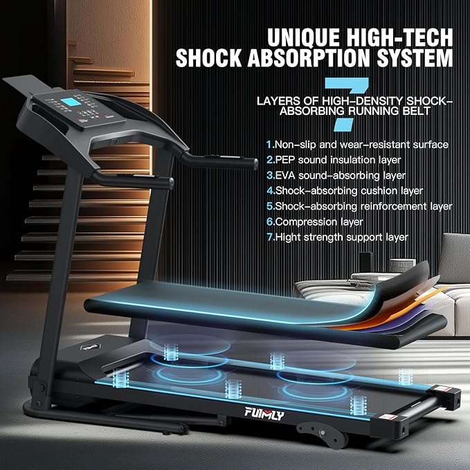 Incline Treadmill Foldable, Smart Portable Treadmills for Home with Body Fat Measurement & Heart Rate Sensor, 3.5HP Heavy Duty Folding Treadmill 400 LB Capacity with Silent Shock Absorption