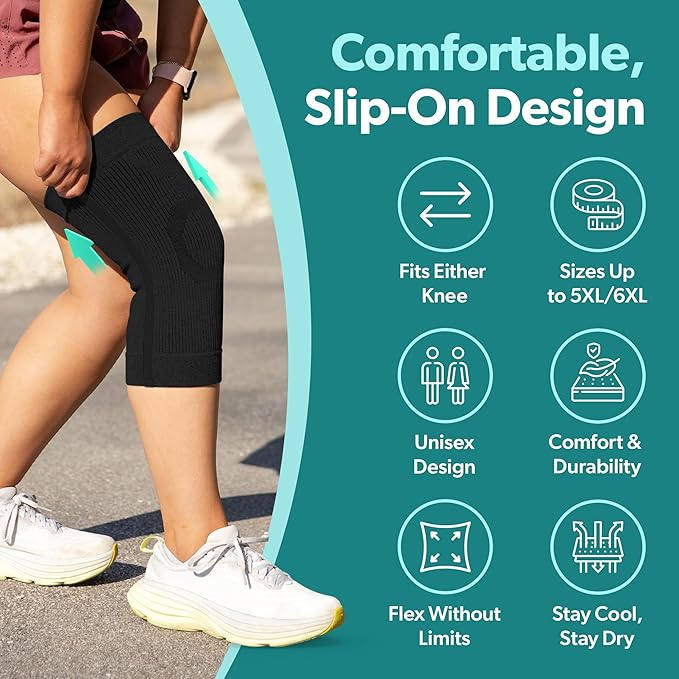 BraceAbility Knee Compression Sleeve - Knit Knee Pain Brace for Men and Women, Arthritis Relief, Meniscus Tear, Running, Workout, Sports, Swelling, Athletic Support for Joint Stability (M/L Black)
