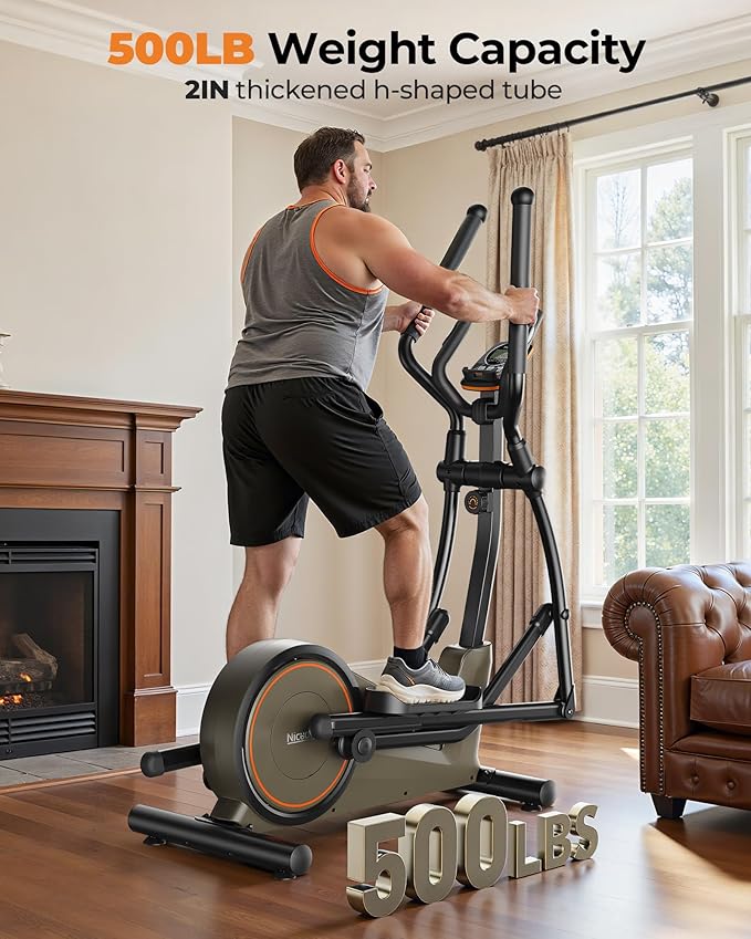 Niceday Elliptical Machine, Elliptical Exercise Machine for Home with Hyper-Quiet Magnetic Driving System, Elliptical Trainer with 15.5IN-20IN Stride, 16 Resistance Levels, 500LBS Loading Capacity