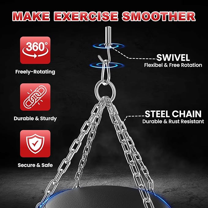 ORANE Punching Bag for Adults, 4FT PU Heavy Boxing Bag Set, Punching Bag with 12OZ Boxing Gloves, Chains, Hand Wraps, Best for MMA, Karate, Kickboxing, Martial Arts, Home Gym Training – Unfilled