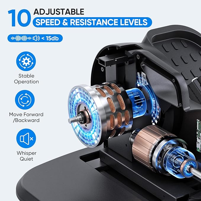Under Desk Elliptical Machine, 3-in-1 THERUN Electric Ellipse Leg Exerciser As Seen On TV for Seniors, Fully Assembled Portable Seated Pedal Exerciser w/Remote Control, 10-Level Speeds & Resistance